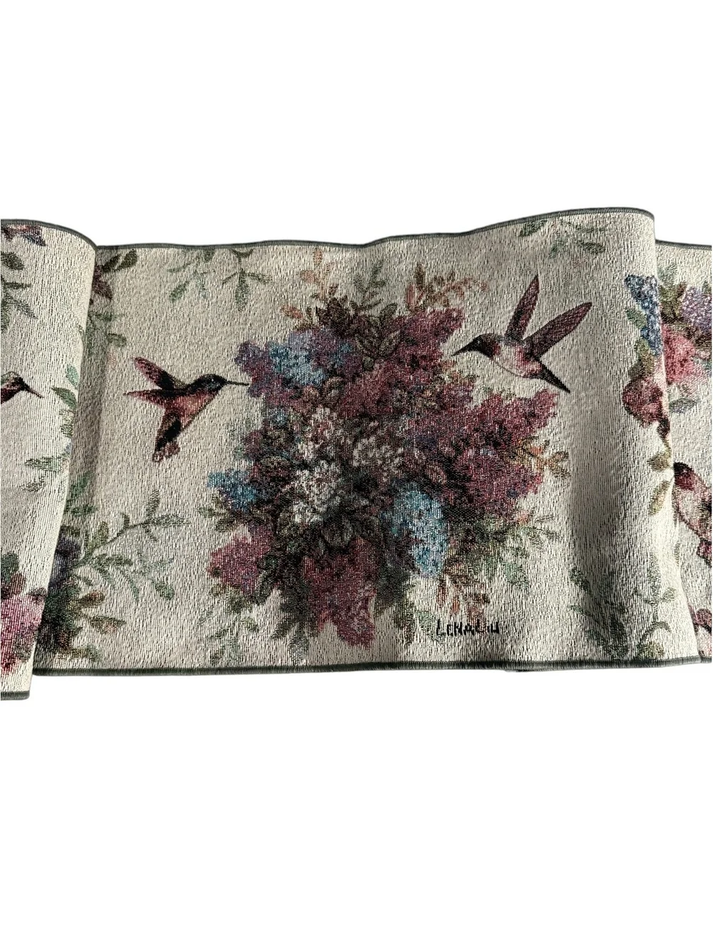 Whisper Wings Tapestry Table Runner - Hummingbirds and Flowers